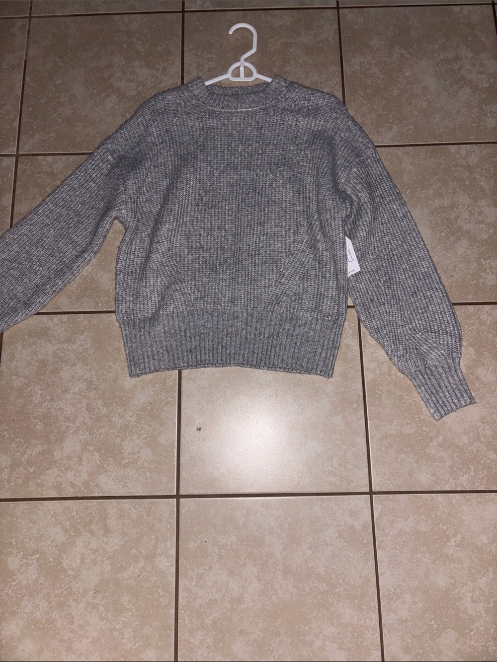 Time and Tru Gray Ribbed Crewneck Sweater